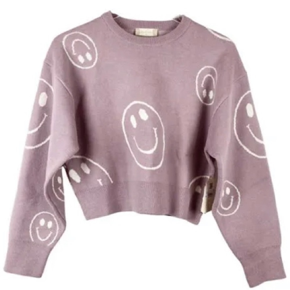 Altar, state cropped, light purple and while, smiley face, croppedsweater sizeXS